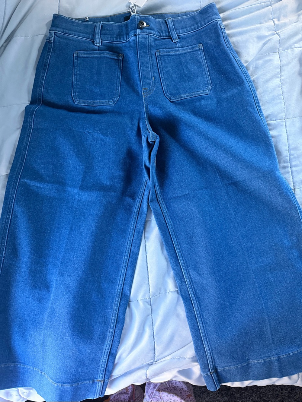 Spanx Cropped Wide Leg Jeans with Patch Pockets
